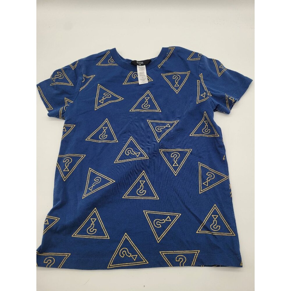 GUESS Kids SZ Large/7 All Over Print T Shirt Navy Blue